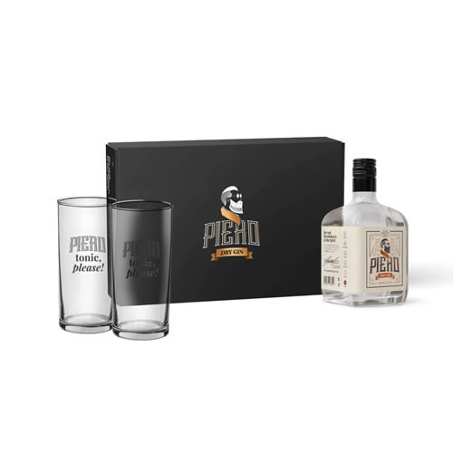 GIN PIERO DRY CLASSIC GIFT BOX + 2 BICCHIERI L 0,70
