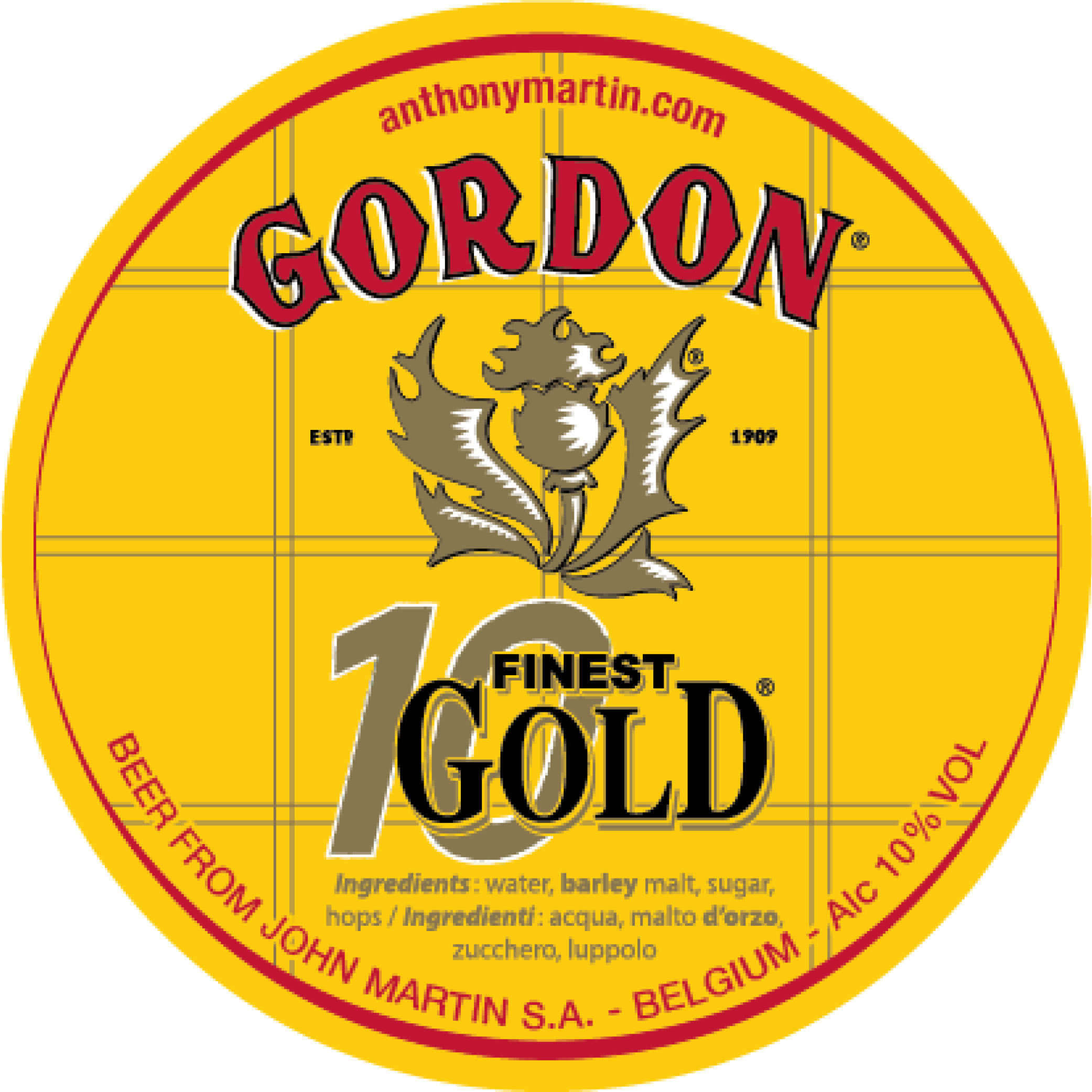 John Martin's 1910 - FUSTO BIRRA J. MARTIN GORDON GOLD L. 15 - Belgio